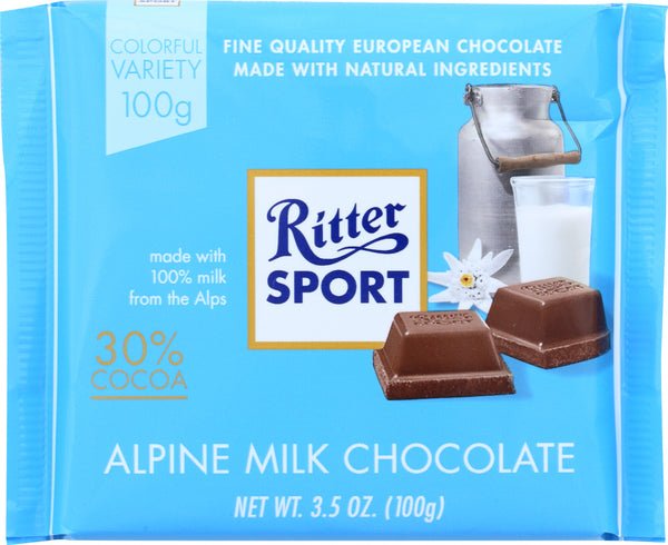 RITTER SPORT: Alpine Milk Chocolate Bar, 3.5 oz