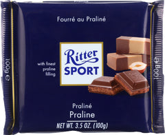RITTER SPORT: Milk Chocolate Bar with Nougat Praline Filling, 3.5 oz