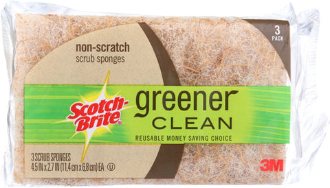 SCOTCH BRITE: Sponge Non Scratch Natural 3, 3 pk