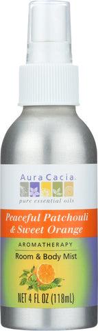 AURA CACIA: Peaceful Patchouli & Sweet Orange Room & Body Mist, 4 oz