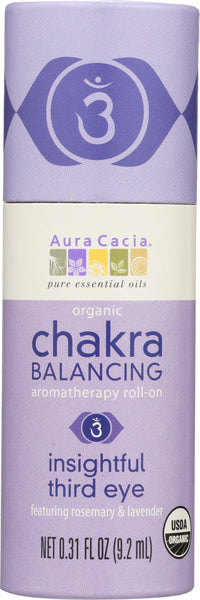 AURA CACIA Organic Insightful Third Eye Chakra Balancing Roll On, 0.31 oz