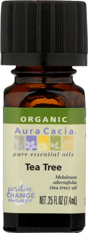 AURA CACIA: Organic Tea Tree Essential Oil, 0.25 oz