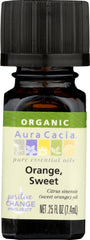 AURA CACIA: Organic Orange Sweet Essential Oil, 0.25 oz