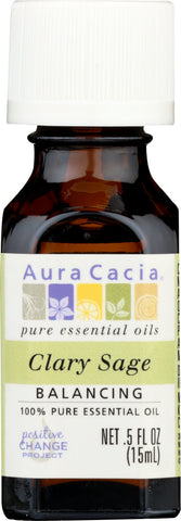 AURA CACIA: Essential Oil Clary Sage, 0.5 Oz