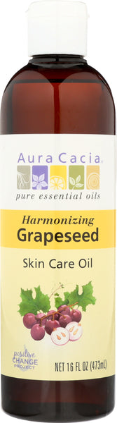 AURA CACIA: Natural Skin Care Oil Harmonizing Grapeseed, 16 Oz