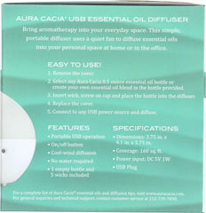 AURA CACIA: USB Diffuser Essential Oil Aromatherapy 1 ea