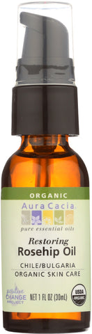 AURA CACIA: Organic Rosehip Oil with Vitamin E Natural Skin Care, 1 oz