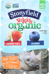 STONYFIELD: YoKids Yogurt Lowfat Organic Blueberry Strawberry Vanilla 6 Count, 24 oz