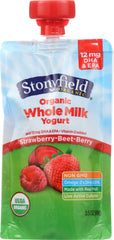 STONYFIELD: Organic Whole Milk Pouches Strawberry Beet Berry, 3.7 oz