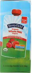 STONYFIELD: Whole Milk Yogurt 4-Pouches Strawberry Beet Berry, 14 oz