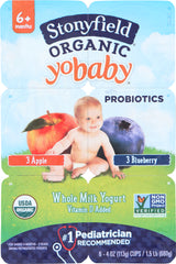 STONYFIELD: Organic Yobaby Blueberry Apple Yogurt 6 Pack (4 oz each), 24 oz