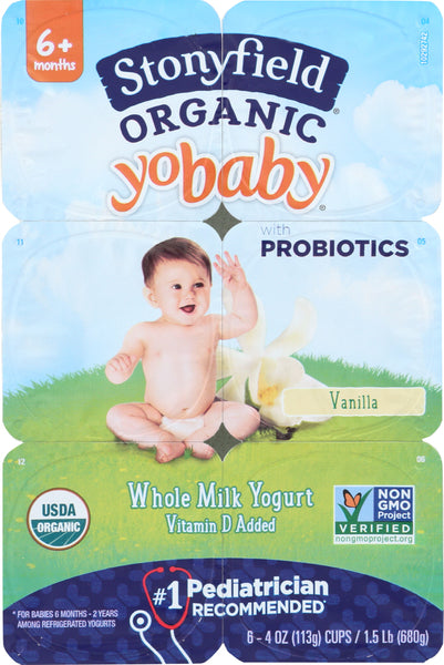 STONYFIELD: Organic Yobaby Vanilla Yogurt 6 Pack (4 oz each), 24 oz