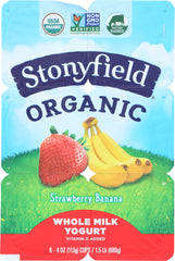 STONYFIELD: Organic Strawberry Banana Yogurt Pack of 6, 24 oz