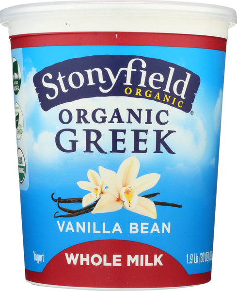 STONYFIELD: Organic Greek Whole Milk Vanilla Bean Yogurt, 30 oz