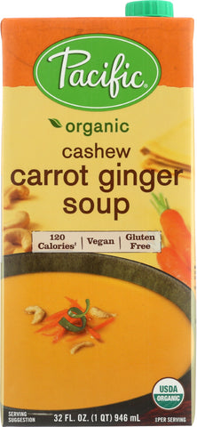 PACIFIC FOODS: Organic Cashew Carrot Ginger Soup, 32 oz
