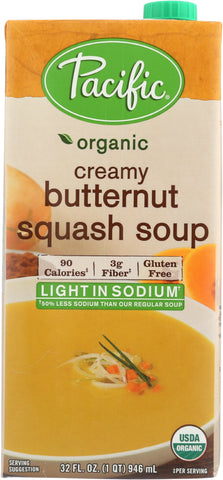 PACIFIC FOODS: Organic Creamy Butternut Squash Soup Light in Sodium, 32 oz