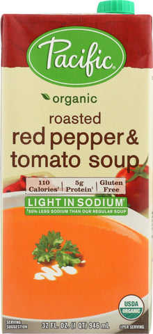 PACIFIC FOODS: Organic Soup Roasted Red Pepper and Tomato Light in Sodium, 32 oz