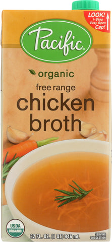 PACIFIC FOODS: Organic Chicken Broth Free Range, 32 oz