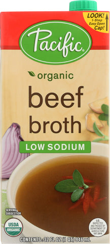 PACIFIC FOODS: Organic Beef Broth Low Sodium, 32 oz