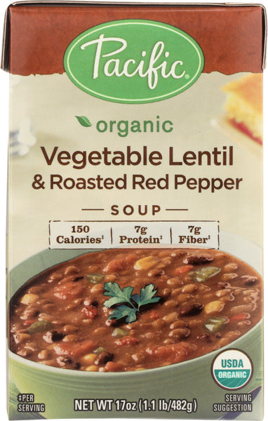 PACIFIC NATURAL: Foods Organic Vegetable Lentil and Roasted Red Pepper Soup, 17 oz
