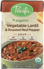 PACIFIC NATURAL: Foods Organic Vegetable Lentil and Roasted Red Pepper Soup, 17 oz