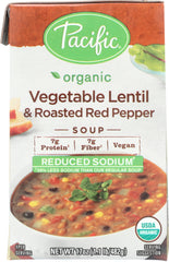 PACIFIC FOODS: Soup Reduced Sodium Lentil & Roasted Red Pepper, 17 oz