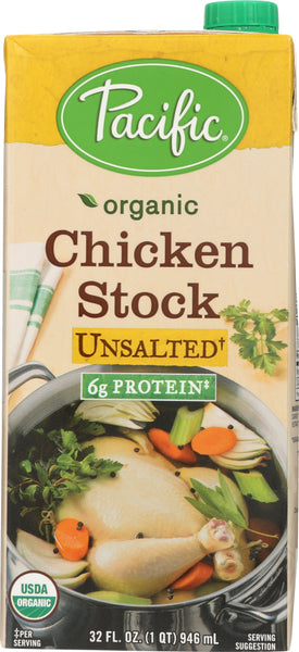 PACIFIC FOODS: Organic Unsalted Chicken Stock, 32 oz