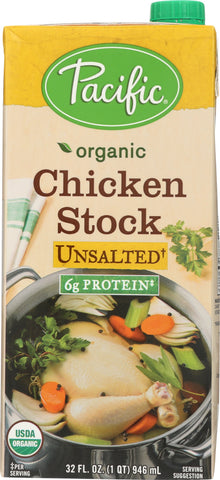 PACIFIC FOODS: Organic Unsalted Chicken Stock, 32 oz