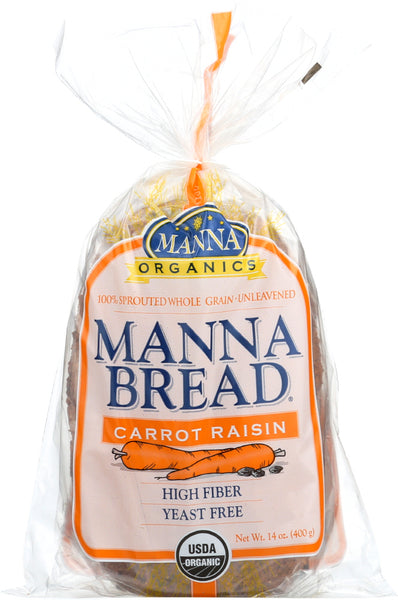 MANNA ORGANICS: Organic Sprouted Bread Carrot Raisin, 14 oz