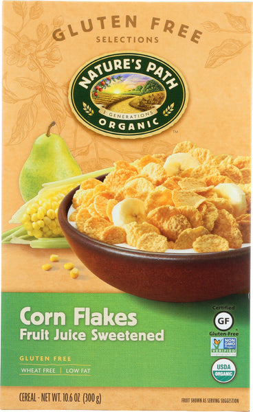 NATURE'S PATH:  Organic Corn Flakes Fruit Juice Sweetened, 10.6 oz