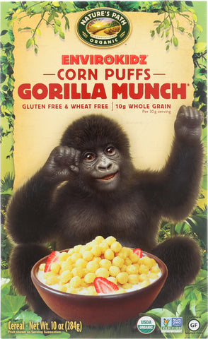 NATURE'S PATH ORGANIC: EnviroKidz Organic Corn Puffs Gorilla Munch Cereal, 10 oz