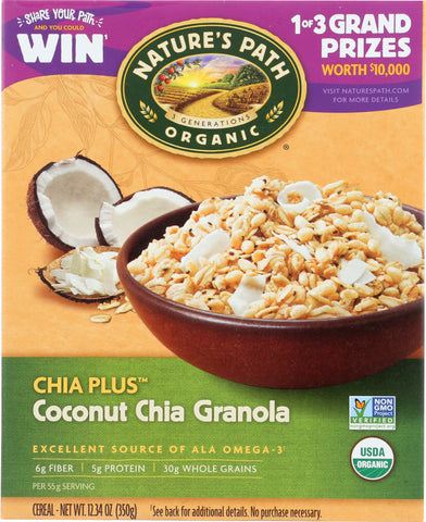 NATURE'S PATH: Organic Chia Plus Coconut Chia Granola Cereal, 12.34 oz