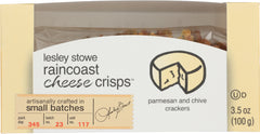 LESLEY STOWE: Parmesan And Chive Cheese Crisps, 3.5 oz