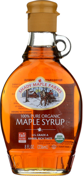 SHADY MAPLE FARMS: Organic Grade A Dark Amber Maple Syrup, 8 Oz