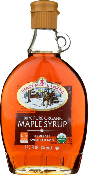 SHADY MAPLE FARMS: Organic Grade A Dark Maple Syrup Glass, 12.7 Oz