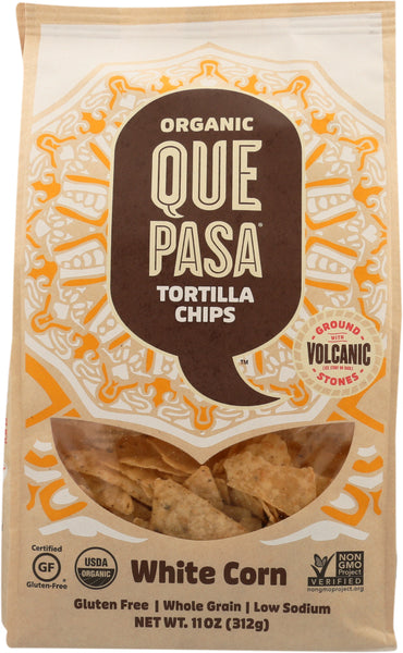 QUE PASA: Organic White Corn Tortilla Chips, 11 oz