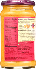 PATAK'S: Cooking Sauce Rich Creamy Coconut Korma Curry, 15 Oz
