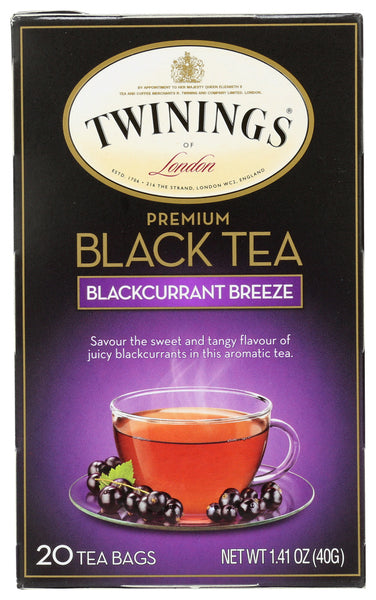 TWININGS OF LONDON: Premium Black Tea Blackcurrant Breeze, 20 Tea Bags, 1.41 Oz