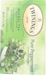 TWININGS OF LONDON: Pure Peppermint Tea Caffeine Free 20 Tea Bags, 1.41 Oz