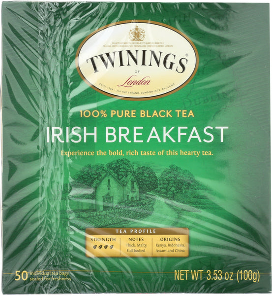 TWININGS: 100% Pure Black Tea Irish Breakfast, 50 Tea Bags