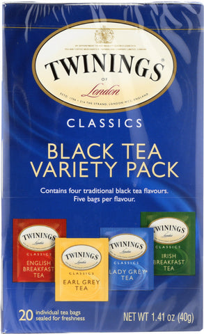 TWINING TEA: Classics Black Tea Variety Pack 20 Tea Bags, 1.41 oz