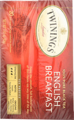 TWININGS OF LONDON: Classics English Breakfast Tea Medium Tea Strength 20 Tea Bags, 1.41 oz