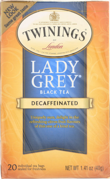 TWINING TEA: Decaffeinated Lady Grey Black Tea, 20 bg