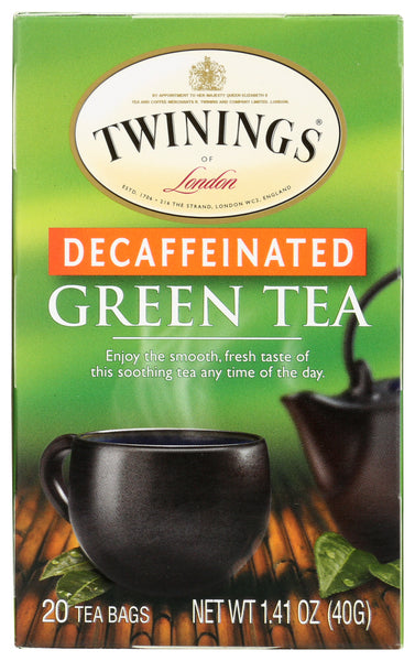 TWININGS OF LONDON: Tea Decaffeinated Green Tea, 20 Tea Bags, 1.23 oz