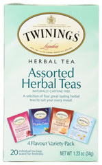 TWININGS: Assorted Herbal Teas Variety Pack Caffeine Free 20 bags, 1.23 oz