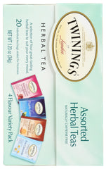 TWININGS: Assorted Herbal Teas Variety Pack Caffeine Free 20 bags, 1.23 oz