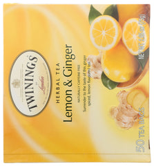 TWINING TEA: Lemon & Ginger Herbal Tea, 50 bg