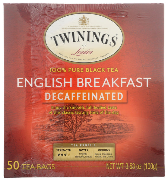 TWINING TEA: Decaffeinated English Breakfast Black Tea, 50 bg