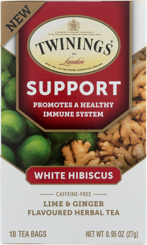 TWINING TEA: Support Lime & Ginger Herbal Tea, 18 bg