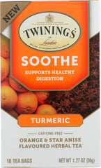 TWINING TEA: Soothe Orange & Star Anise Herbal Tea with Turmeric, 18 bg